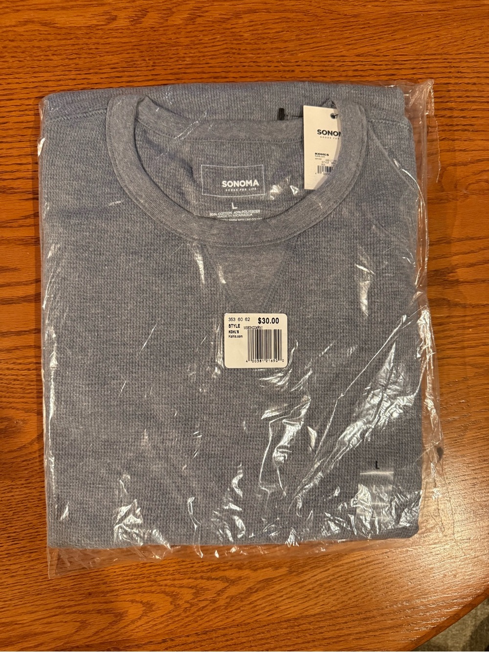 Sonoma Waffle Gray Knit Crewneck Long sleeve